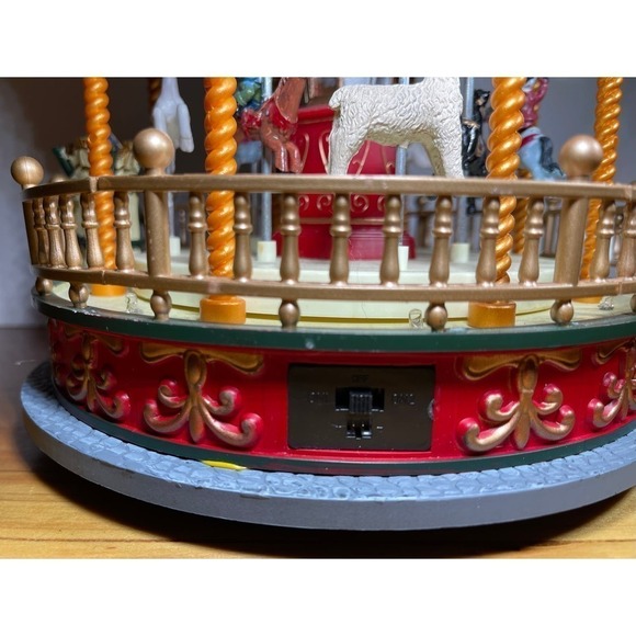 Crafted Polyresin Christmas House Collectable Figurine Light Up Musical Carousel - Picture 3 of 8